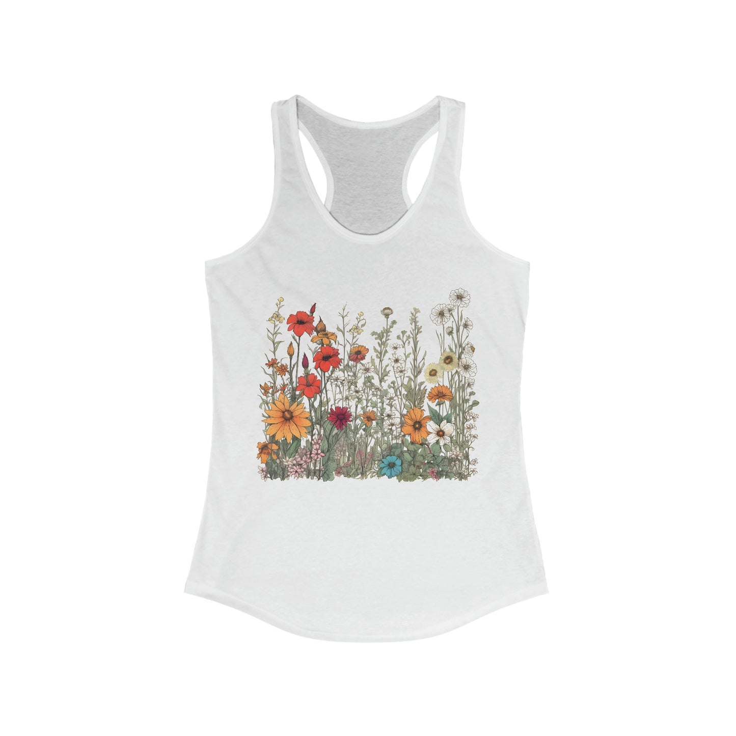 Vintage-Inspired Wildflowers Fitted Racerback Tank (Women's)