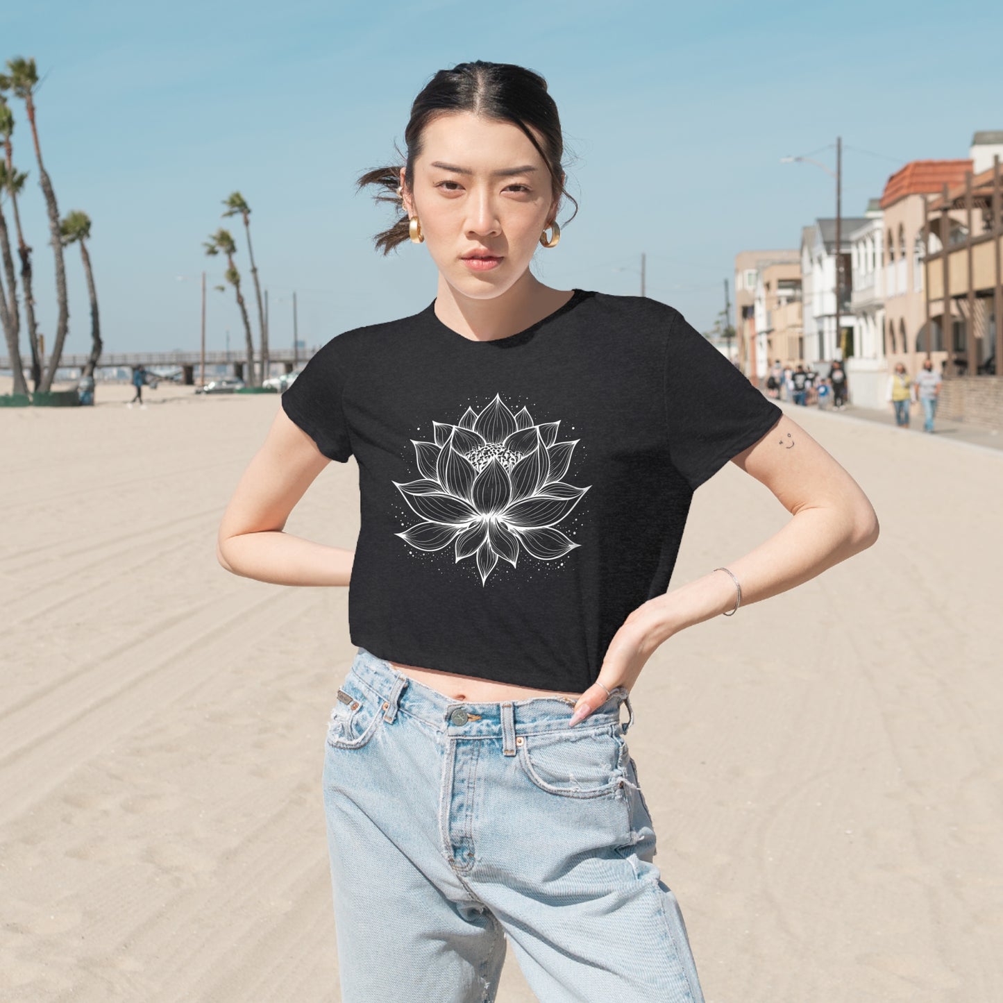 Lotus Flower Cropped Tee (Women's)