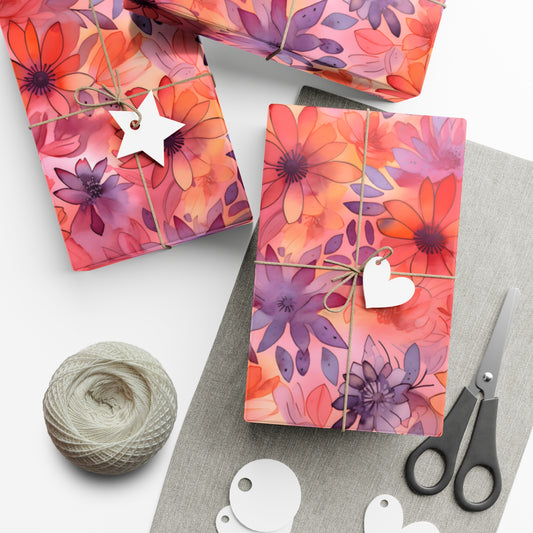 Watercolor Abstract  Floral Gift Wrapping Paper