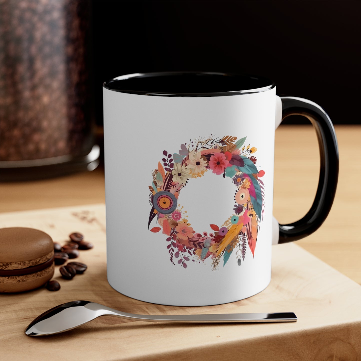 Whimsical Feather Wreath Coffee Mug (11oz)