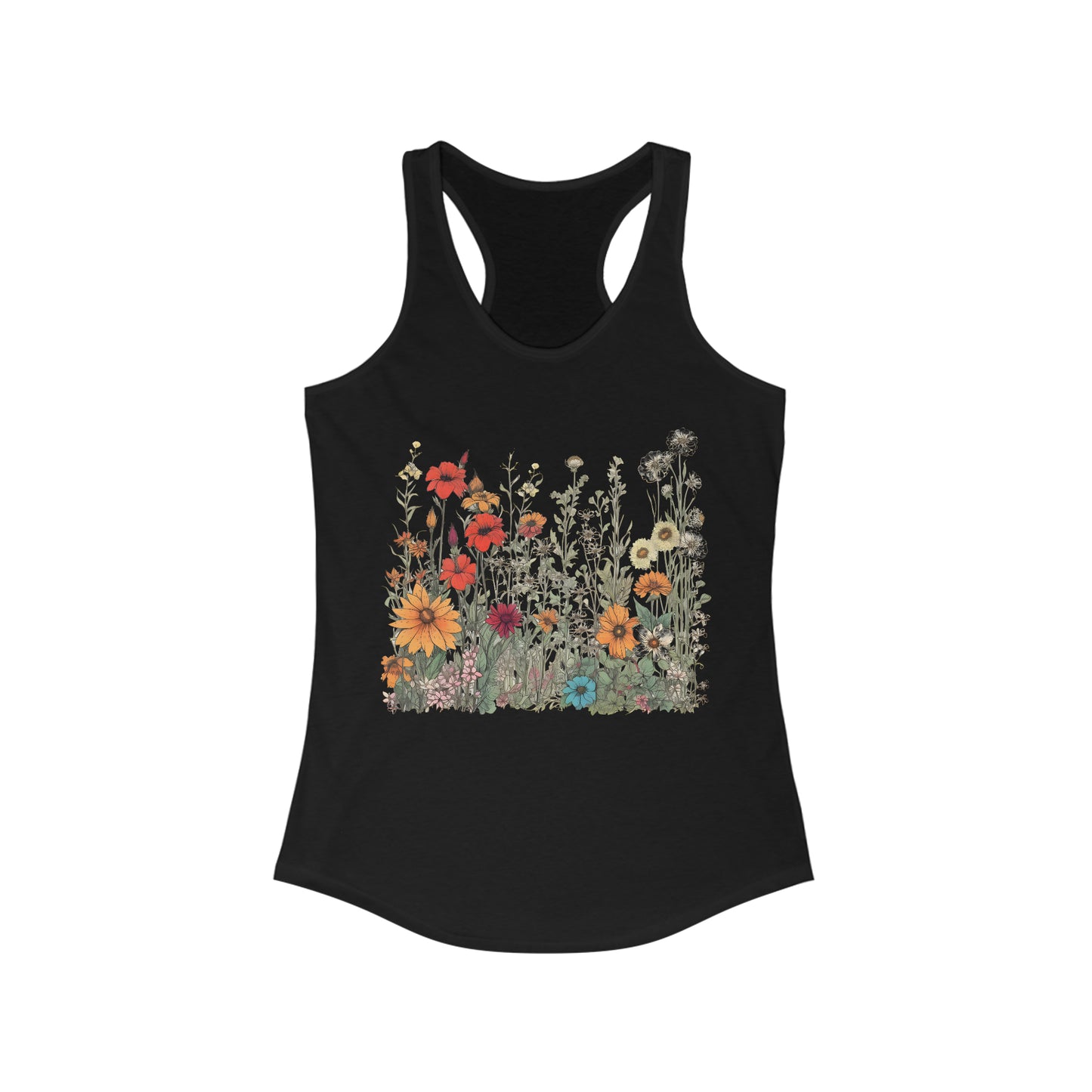 Vintage-Inspired Wildflowers Fitted Racerback Tank (Women's)