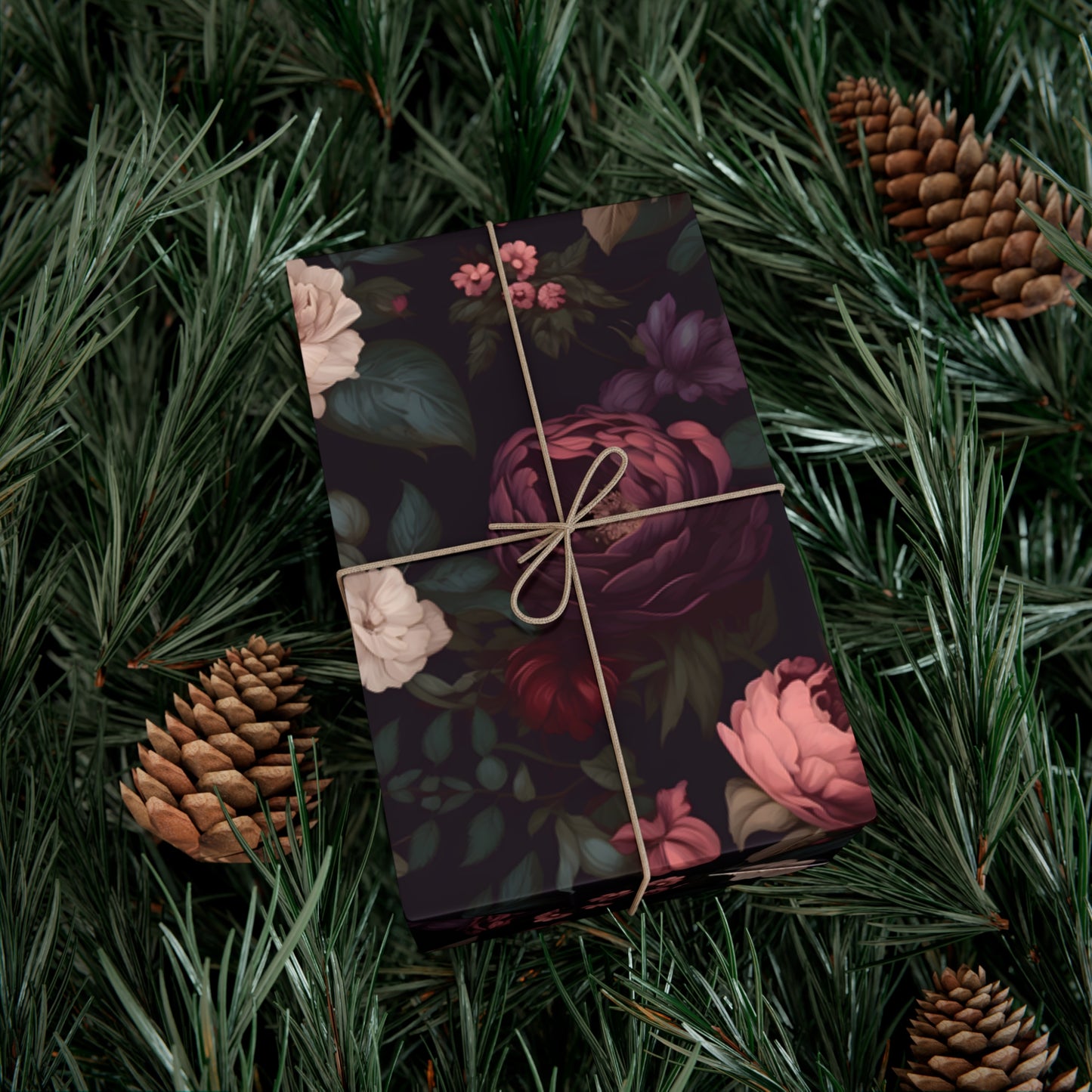 Moody Romantic Floral Gift Wrapping Paper