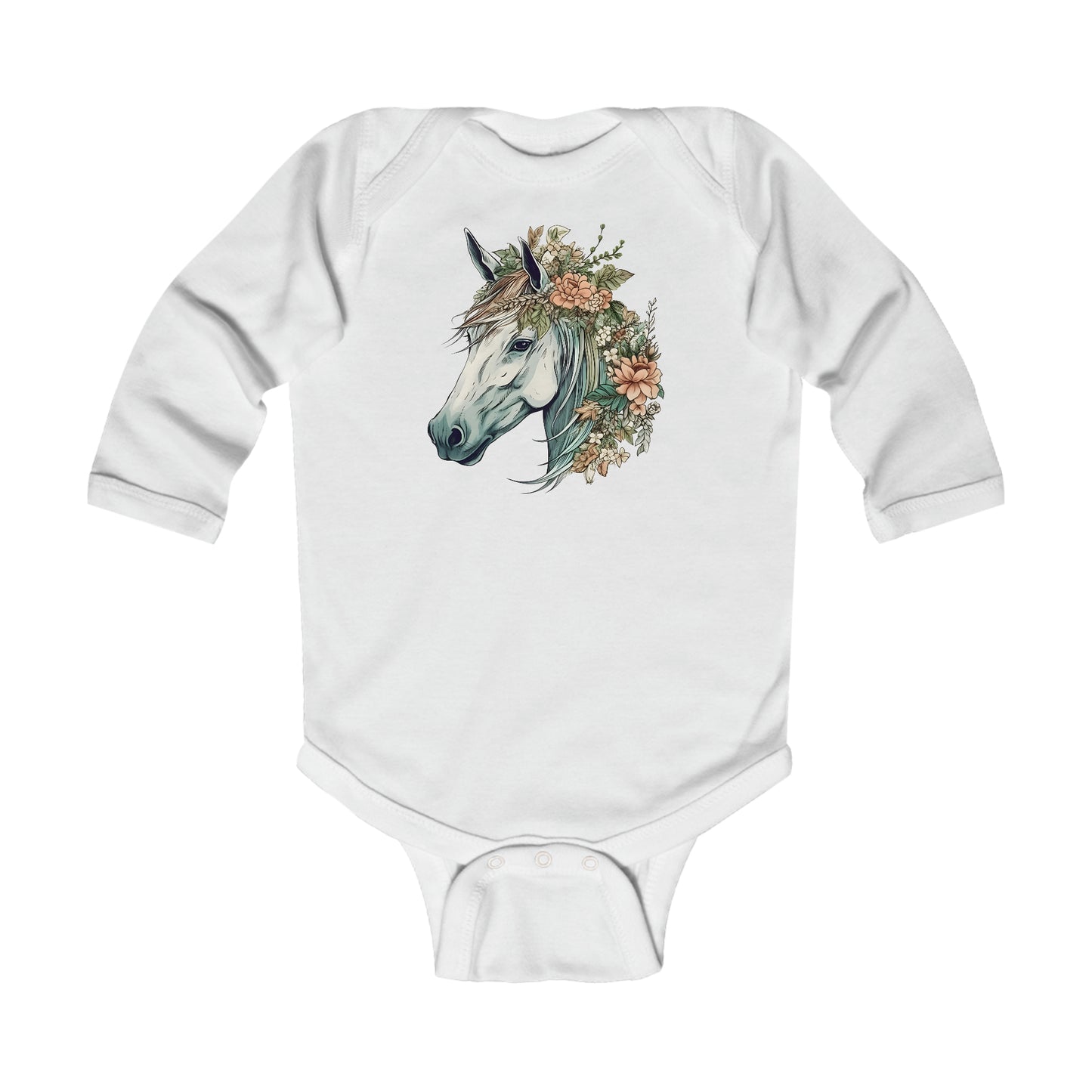Floral Horse Long Sleeve Bodysuit (Infant)