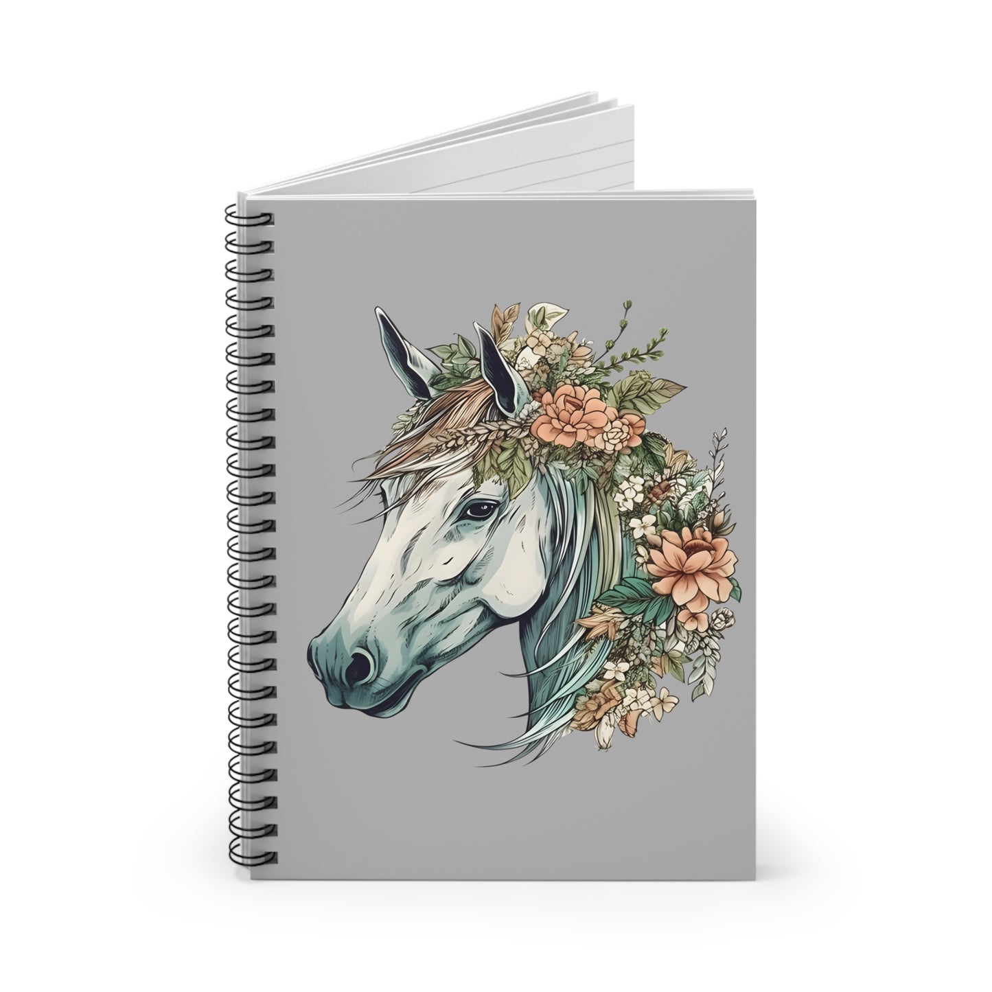 Floral Horse Spiral Notebook (Ruled Line)