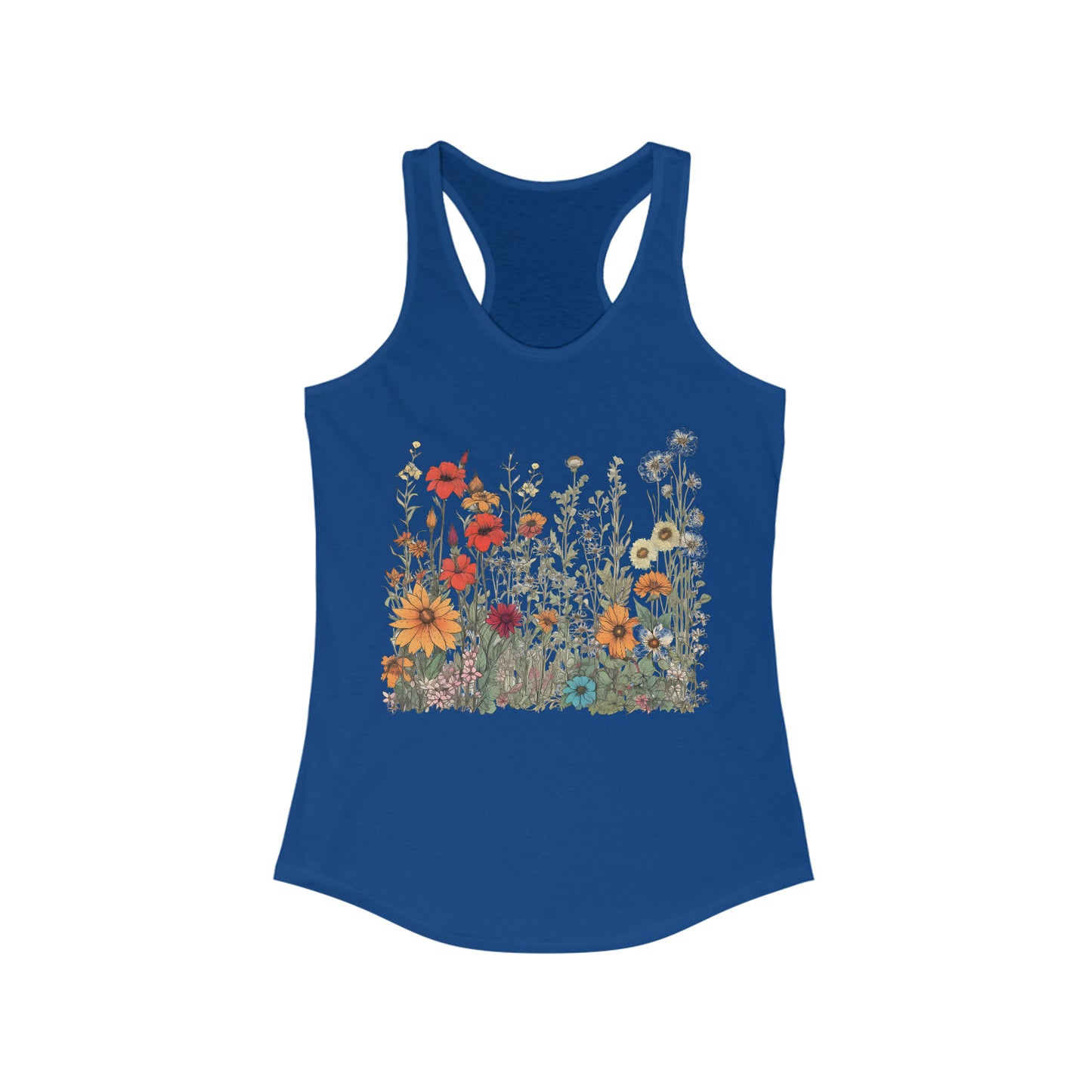 Vintage-Inspired Wildflowers Fitted Racerback Tank (Women's)