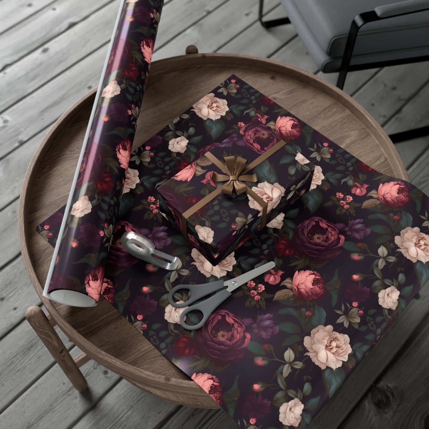 Moody Romantic Floral Gift Wrapping Paper