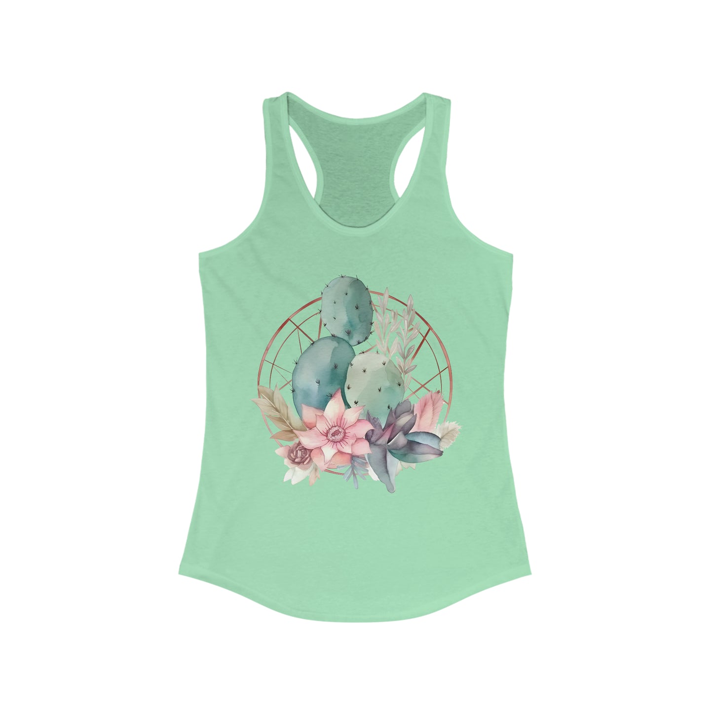 Watercolor Cactus Fitted Racerback Tank (Women's)