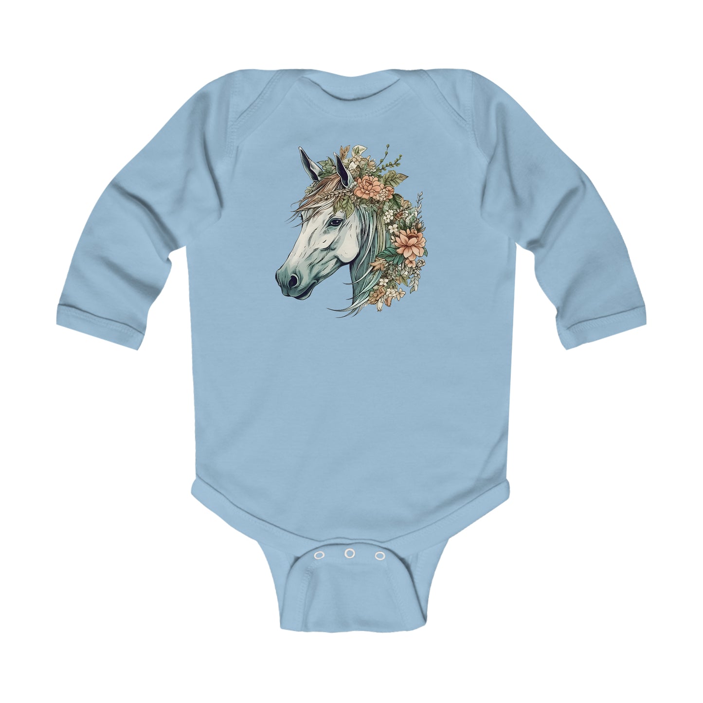 Floral Horse Long Sleeve Bodysuit (Infant)