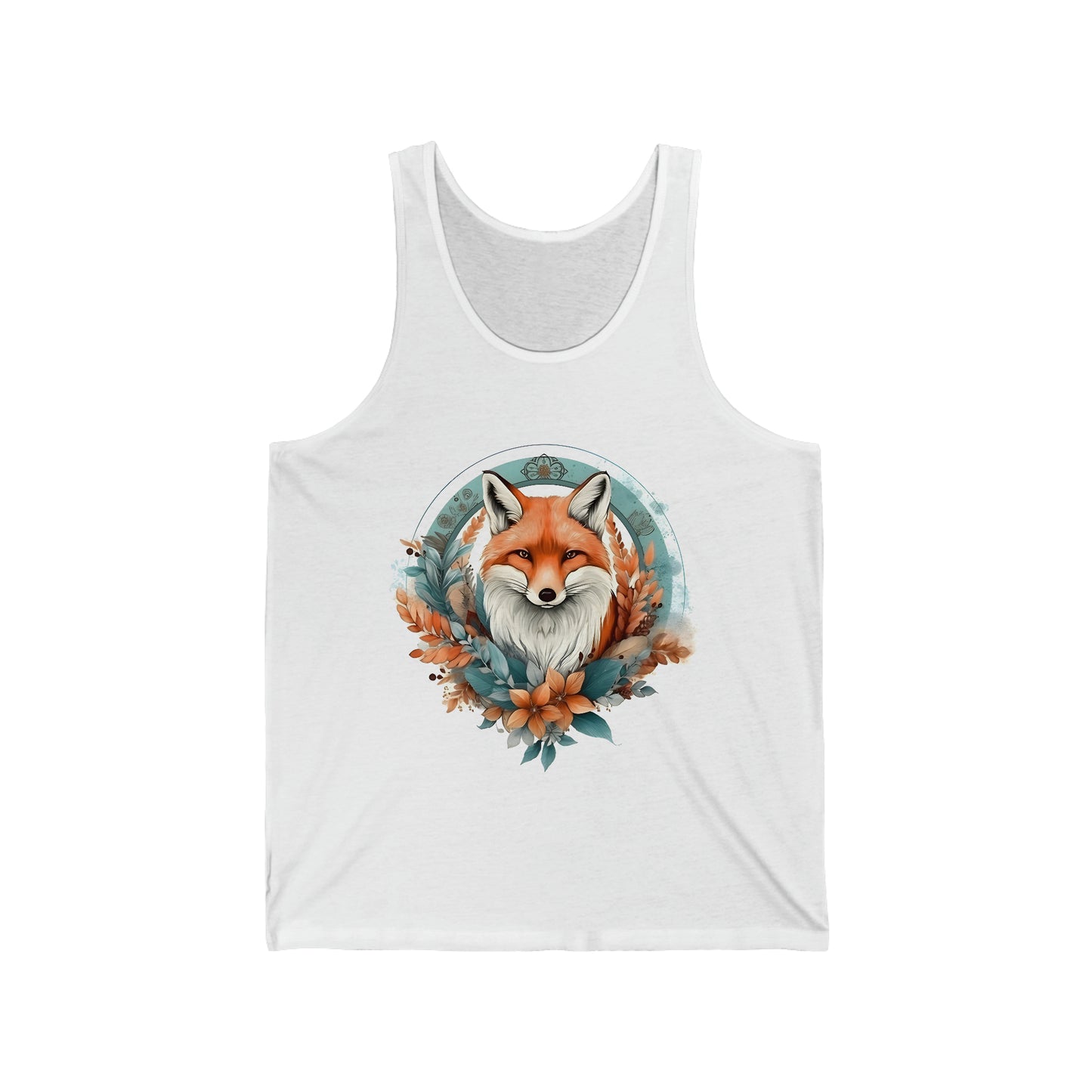 Fox in Wreath Jersey Tank Top (Unisex)