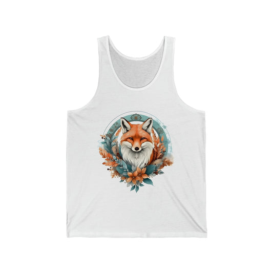 Fox in Wreath Jersey Tank Top (Unisex)