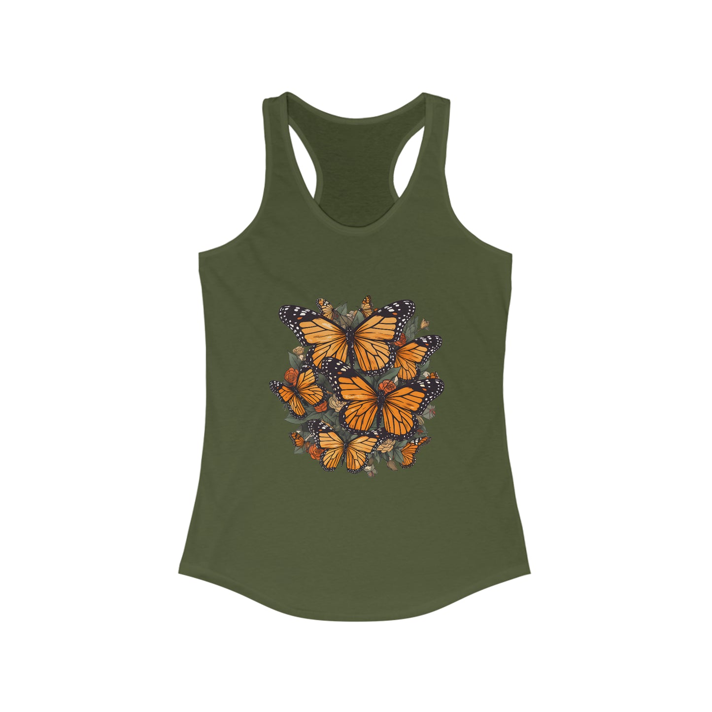 Cottagecore Monarch Butterfly Fitted Racerback Tank (Women's)