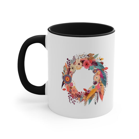 Whimsical Feather Wreath Coffee Mug (11oz)