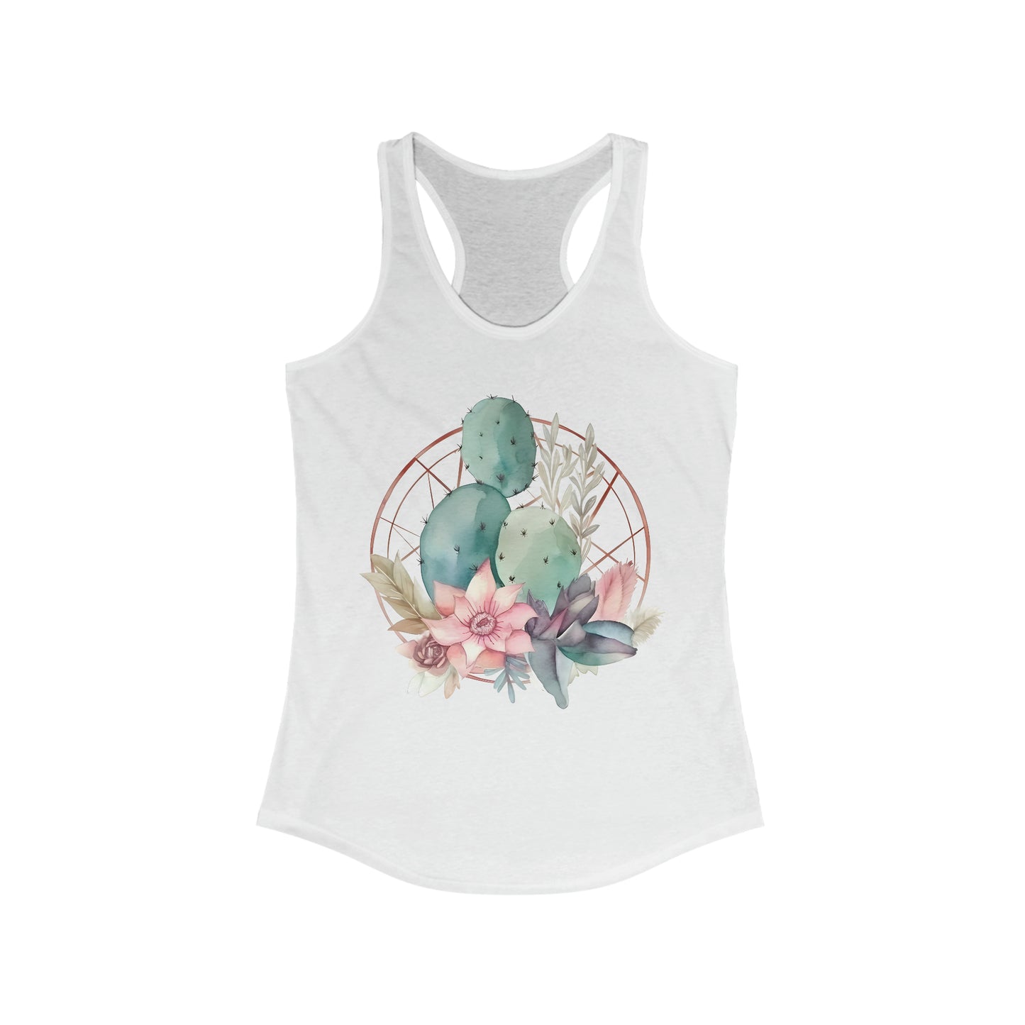 Watercolor Cactus Fitted Racerback Tank (Women's)