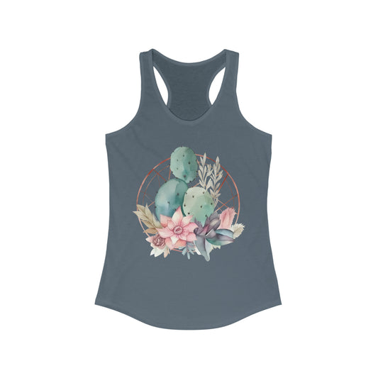 Watercolor Cactus Fitted Racerback Tank (Women's)