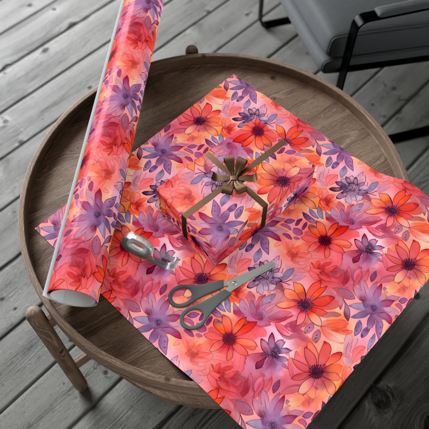 Watercolor Abstract  Floral Gift Wrapping Paper