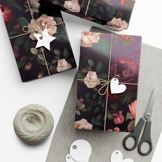 Moody Romantic Floral Gift Wrapping Paper