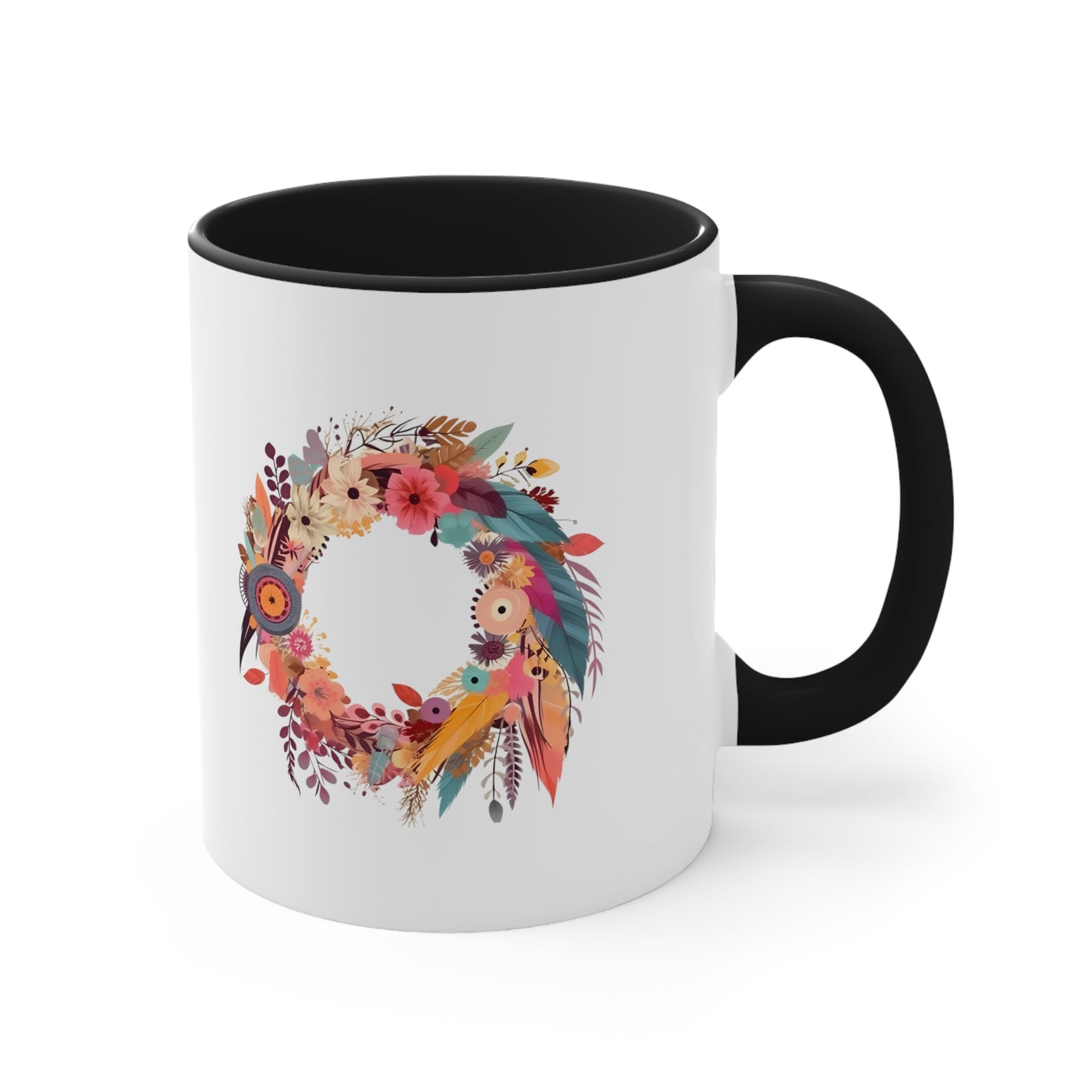 Whimsical Feather Wreath Coffee Mug (11oz)