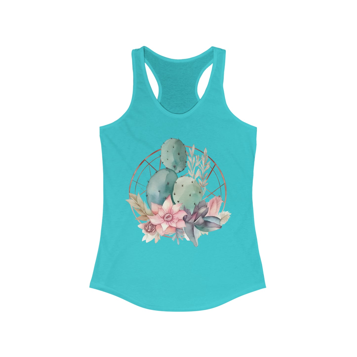 Watercolor Cactus Fitted Racerback Tank (Women's)