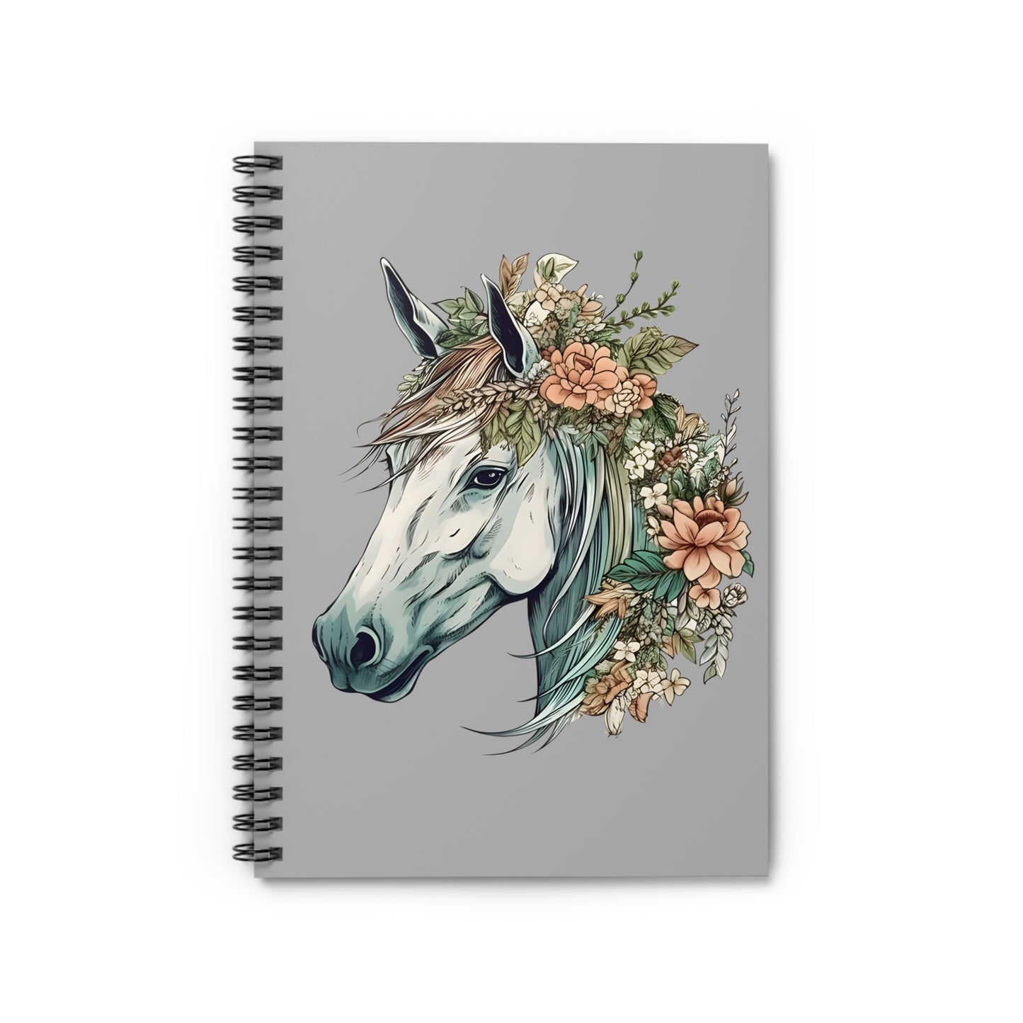 Floral Horse Spiral Notebook (Ruled Line)